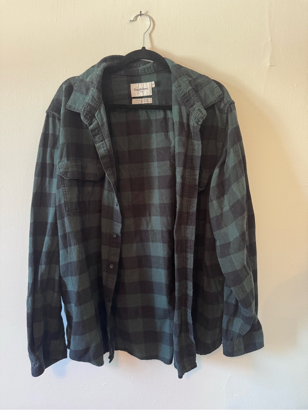 Goodfellow & Co XXL Green Black Buffalo Plaid Flannel Shirt